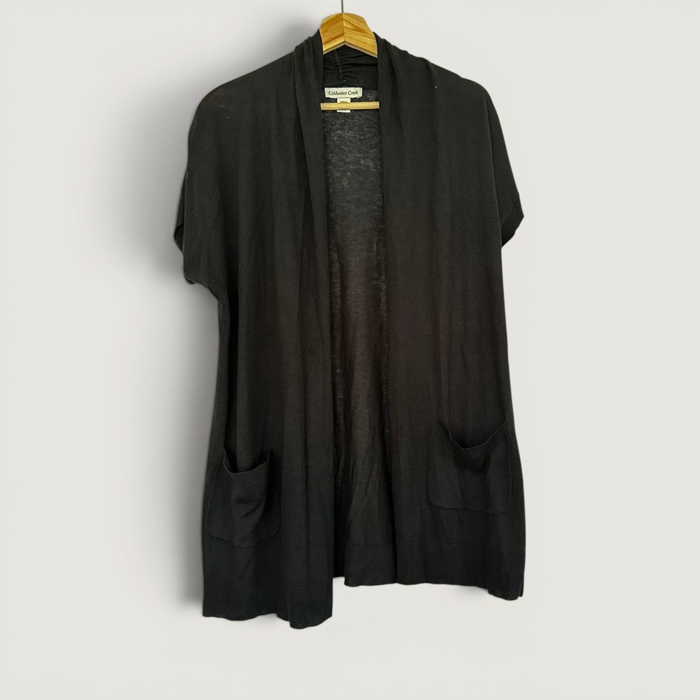 NWT Coldwater Creek Short Sleeve Shrug Black Size M